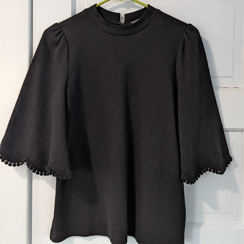 Sunday in Brooklyn Black Flowy Knit Blouse